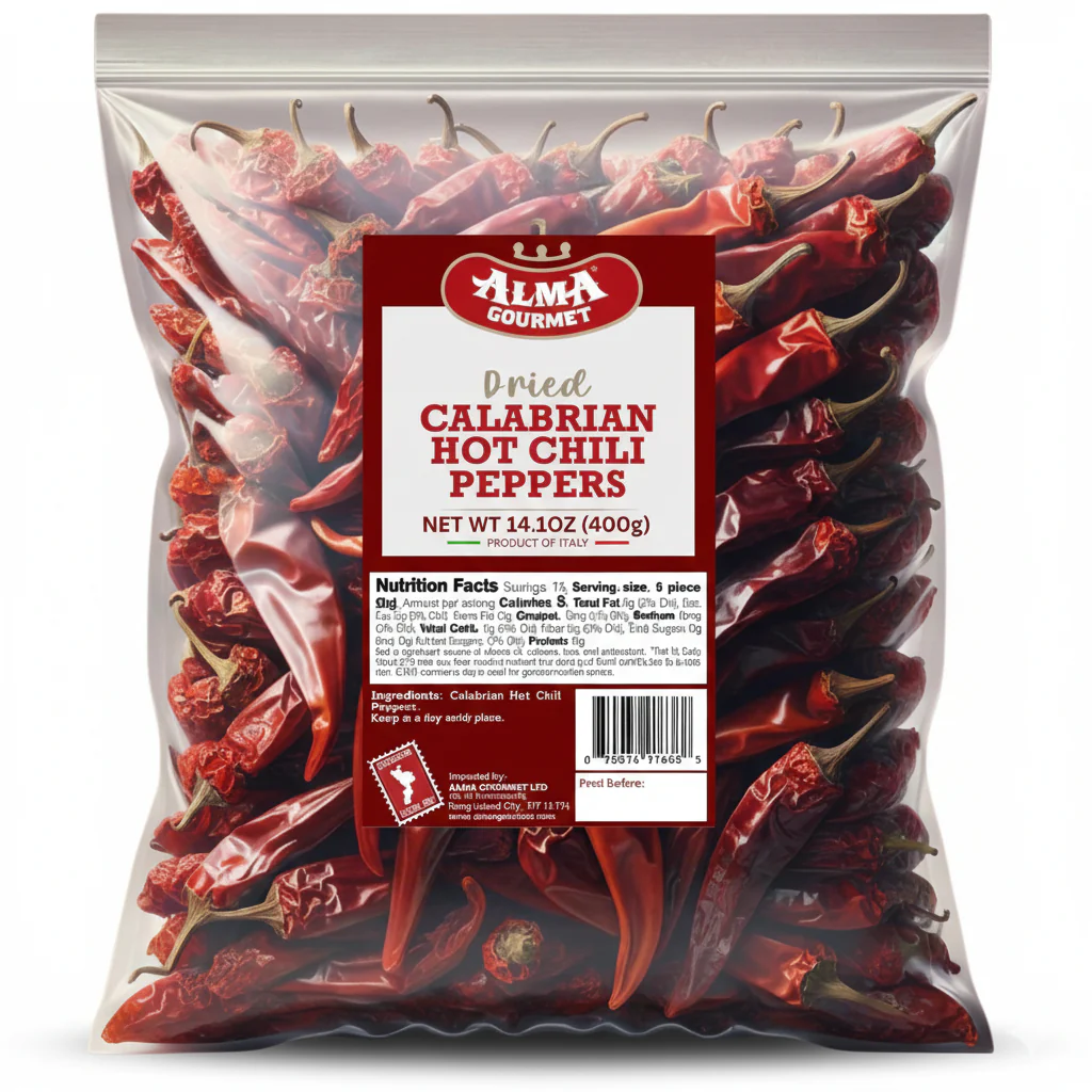 Whole Dried Calabrian Hot Chili Peppers 14.1oz
